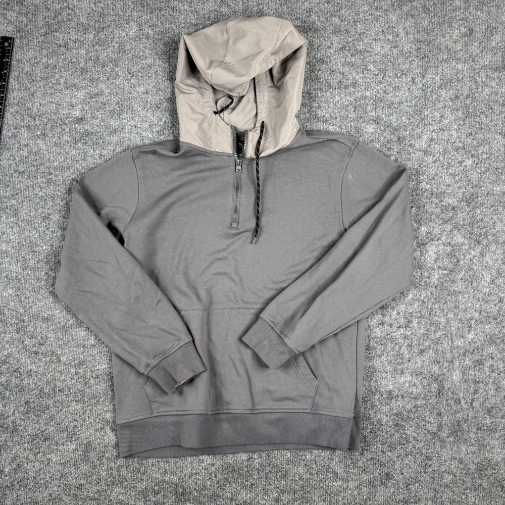 Original Use Hoodie Mens Size M Gray Quarter Zip Contrast Hood Pouch Sweatshirt